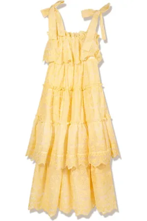 Marlo Floral-embroidered bow-detail dress