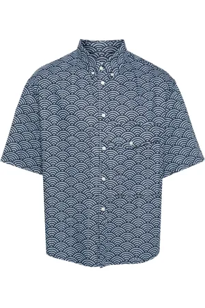 Kenzo Seigaiha-print denim skirt