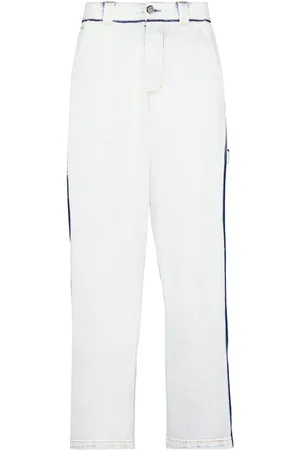 Maison Margiela Contrasting-trim mid-rise wide-leg jeans