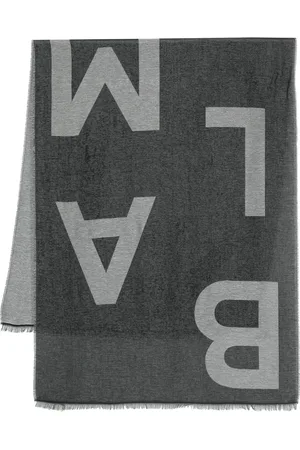 Balmain Jacquard-logo chambray scarf
