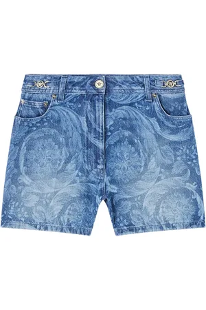 VERSACE Logo-patch cotton shorts