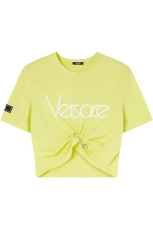VERSACE Logo-print cropped cotton T-shirt