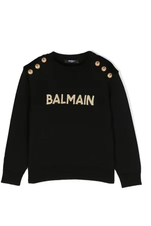 Balmain Logo-patch embossed-buttons jumper