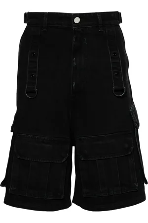 Vetements High-rise denim cargo shorts