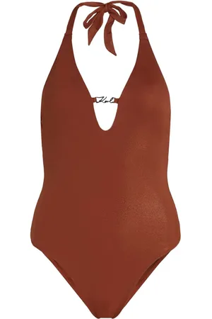 Karl Lagerfeld Signature glitter-embellished swimsuit