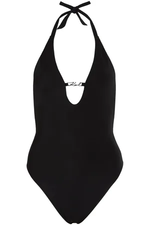 Karl Lagerfeld Signature glitter-embellished swimsuit