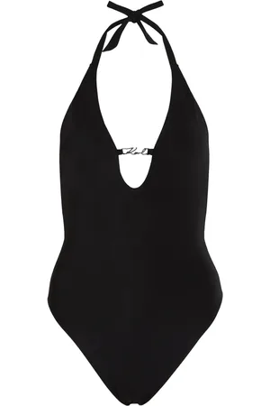 Karl Lagerfeld Signature glitter-embellished swimsuit