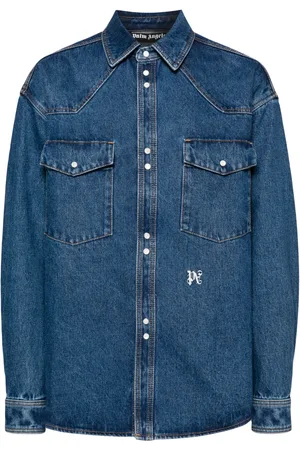 Palm Angels Logo-embroidered denim shirt