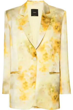 Pinko Faded-floral-print satin blazer
