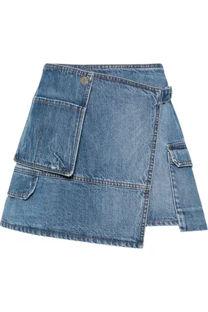 Msgm Asymmetric denim mini skirt