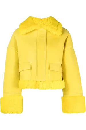 GCDS Shearling-collar leather jacket