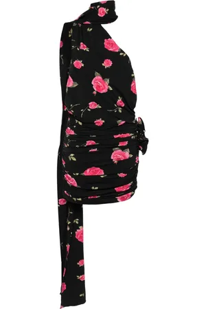 MAGDA BUTRYM Rose-print ruched minidress