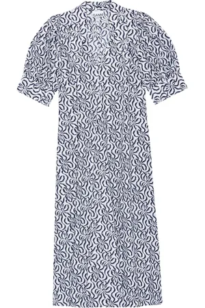 Ganni Graphic-print organic-cotton midi dress