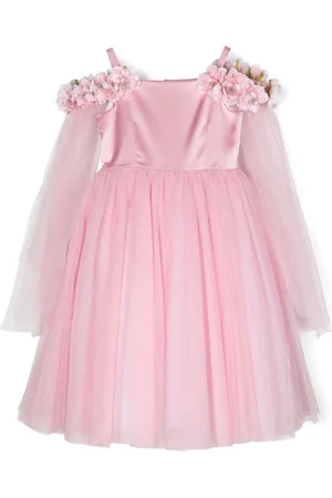 COLORICHIARI Floral-appliqué tulle dress