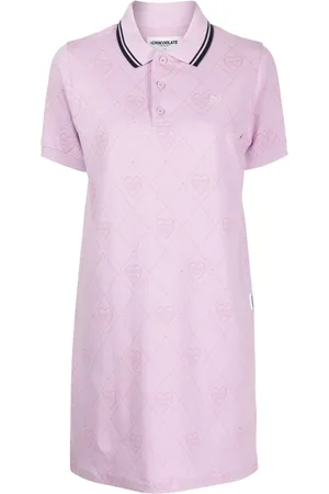 Chocoolate Heart logo-jacquard polo dress