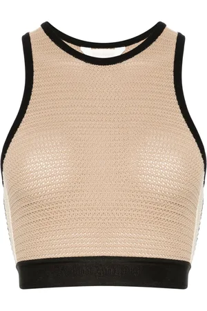Palm Angels Logo-tape knitted tank top