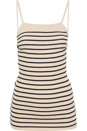 Low Classic Striped ribbed halterneck top