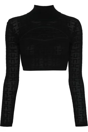 Elisabetta Franchi Logo-jacquard knitted top