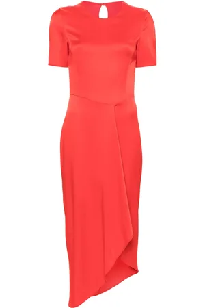 Moschino Ruffle-trim asymmetric midi dress