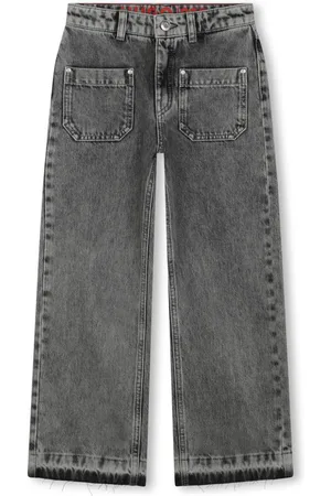 HUGO BOSS Logo-print frayed-hem jeans