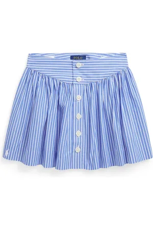 Ralph Lauren Striped logo-embroidered cotton skirt