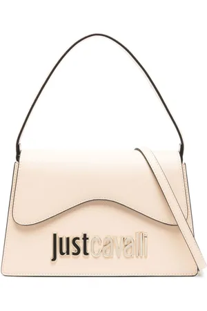 Roberto Cavalli Logo-lettering saffiano-leather tote bag