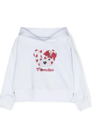 MONNALISA Rhinestone-embellished jersey-texture hooded