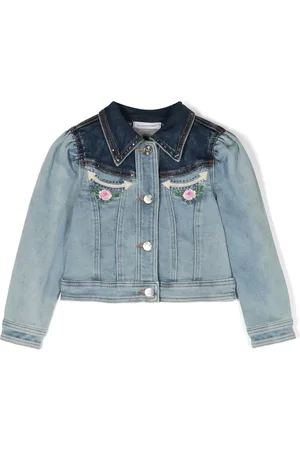 MONNALISA Embroidered denim jacket