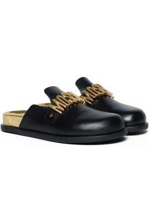 Moschino Logo-lettering leather slippers