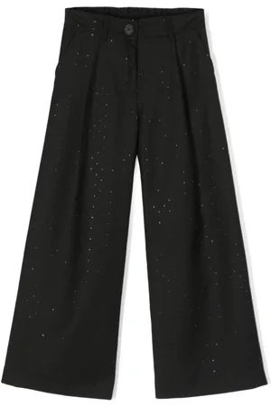 MONNALISA Crystal-embellished wide-leg trousers