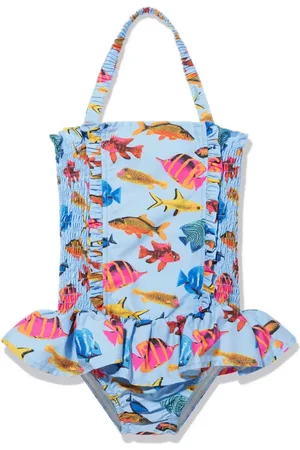 Rachel Riley Tropical-fish ruched swimsuit