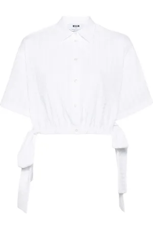 Msgm Seersucker cropped shirt