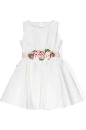COLORICHIARI Floral-appliqué satin dress