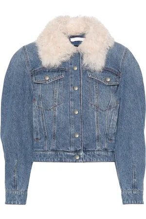 Chloé Shearling-collar denim jacket