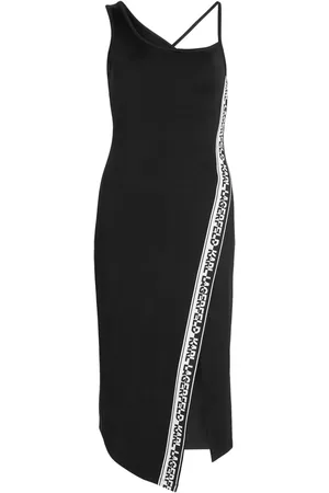 Karl Lagerfeld Logo-trim asymmetric midi dress