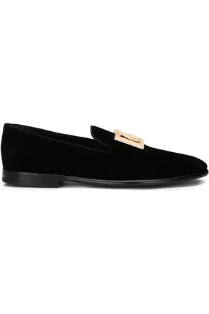 Dolce & Gabbana Logo-plaque velvet slippers