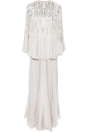 Dina Melwani Crystal-embellished chiffon ensemble