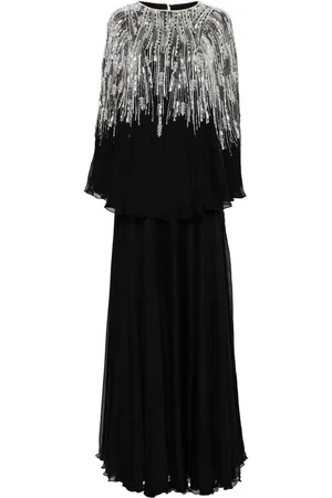 Dina Melwani Crystal-embellished chiffon ensemble