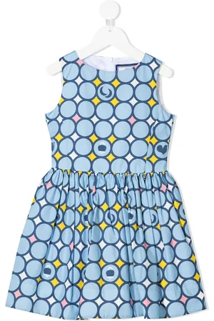 Simonetta Geometric-print empire-line sleeveless dress