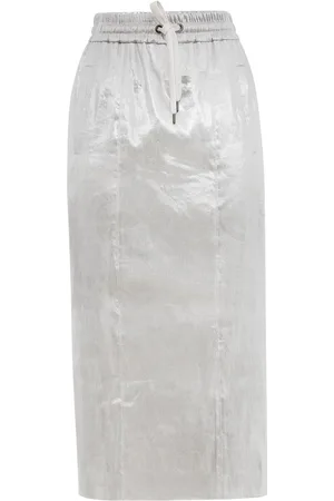 Brunello Cucinelli Metallic-finish midi skirt