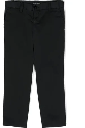 Emporio Armani Mid-rise logo-plaque straight-leg chinos