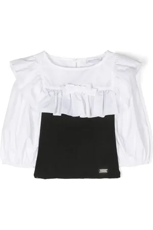 MONNALISA Two-tone ruffle-detail blouse