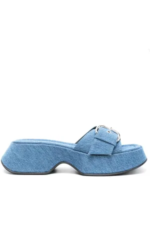 vic matiè Denim platform slides
