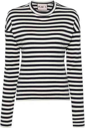 Plan C Striped draped cotton top