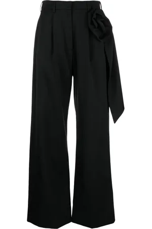 Simone Rocha Rose-appliqué wool trousers