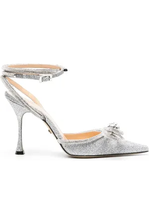 Mach & Mach 100mm bow-detailed ankle-strap pumps