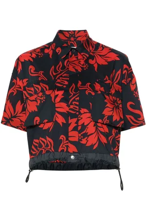 SACAI X Thomas Mason cropped shirt