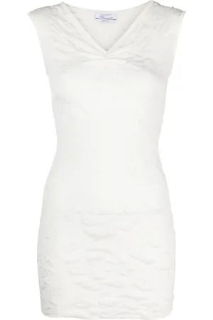 BLUMARINE V-neck textured minidress
