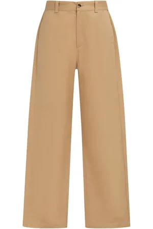 Marni Logo-waistband straight-leg cotton trousers