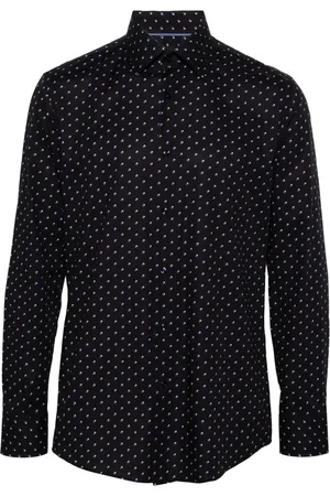 HUGO BOSS Geometric-print poplin shirt